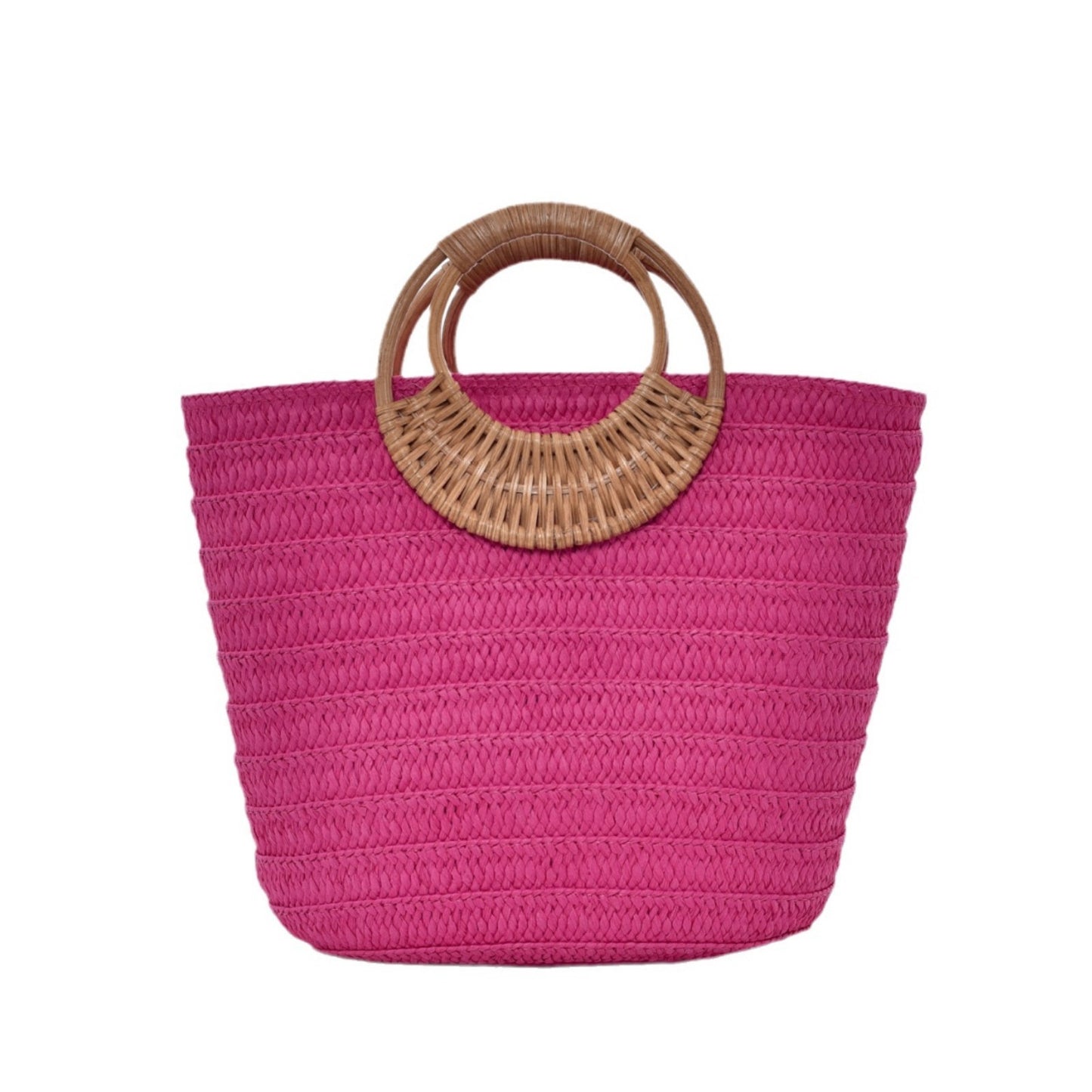 Élégance Bohème – Grand Sac Cabas Femme en Paille Tressée à Anses Rondes ✨