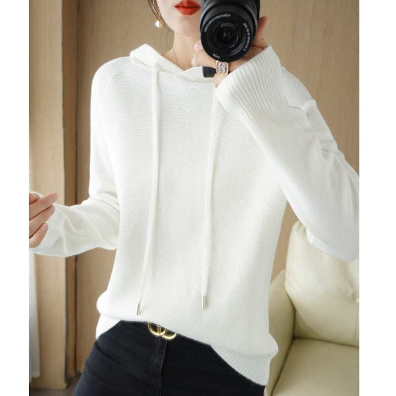 Pull épais en maille laine, sous-couche, manteau à capuche