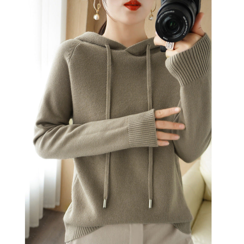 Pull épais en maille laine, sous-couche, manteau à capuche