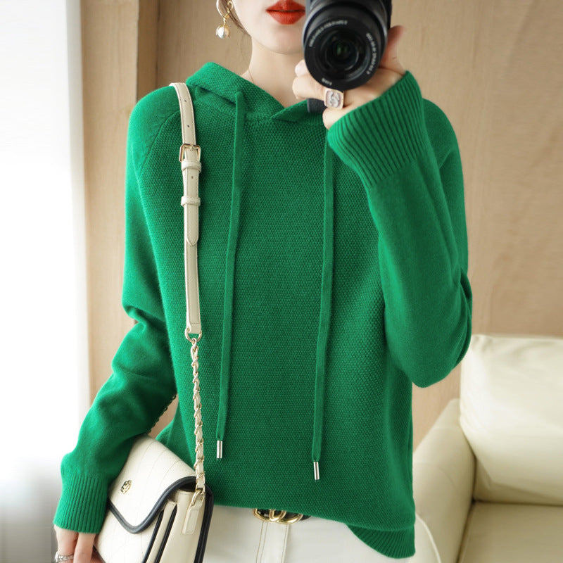Pull épais en maille laine, sous-couche, manteau à capuche