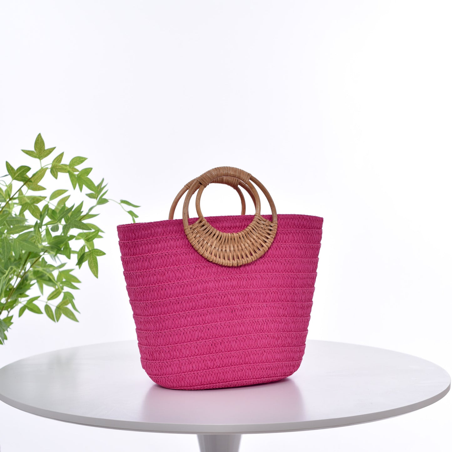 Élégance Bohème – Grand Sac Cabas Femme en Paille Tressée à Anses Rondes ✨