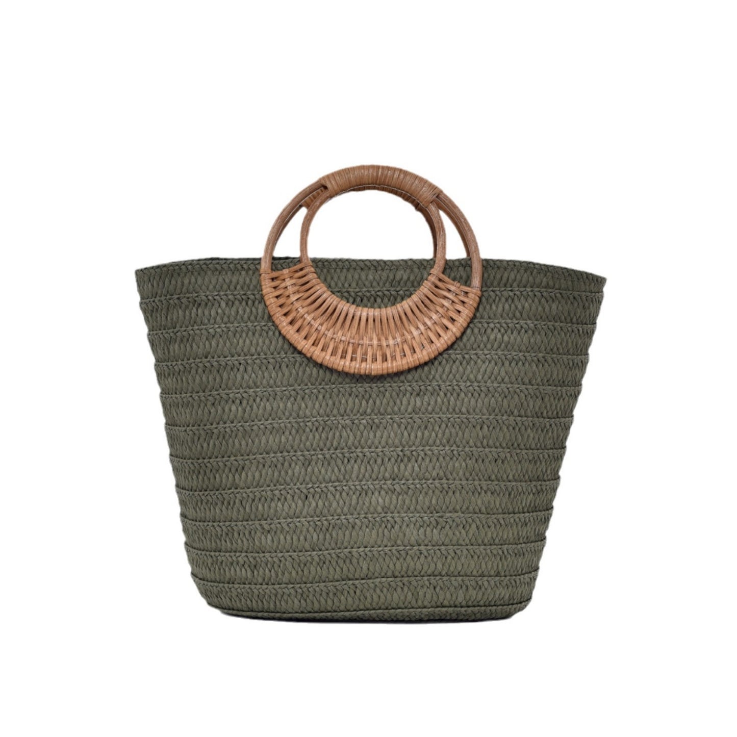 Élégance Bohème – Grand Sac Cabas Femme en Paille Tressée à Anses Rondes ✨