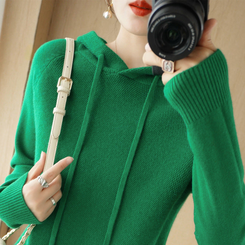 Pull épais en maille laine, sous-couche, manteau à capuche