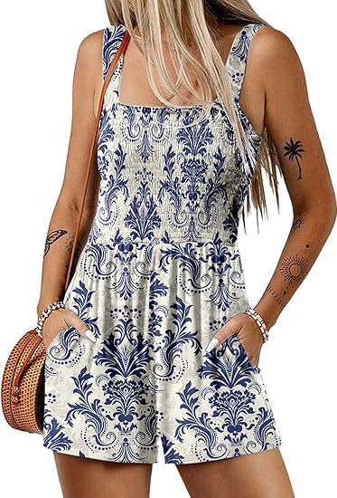 Combinaison short à imprimé floral, mode été sans manches, body de plage