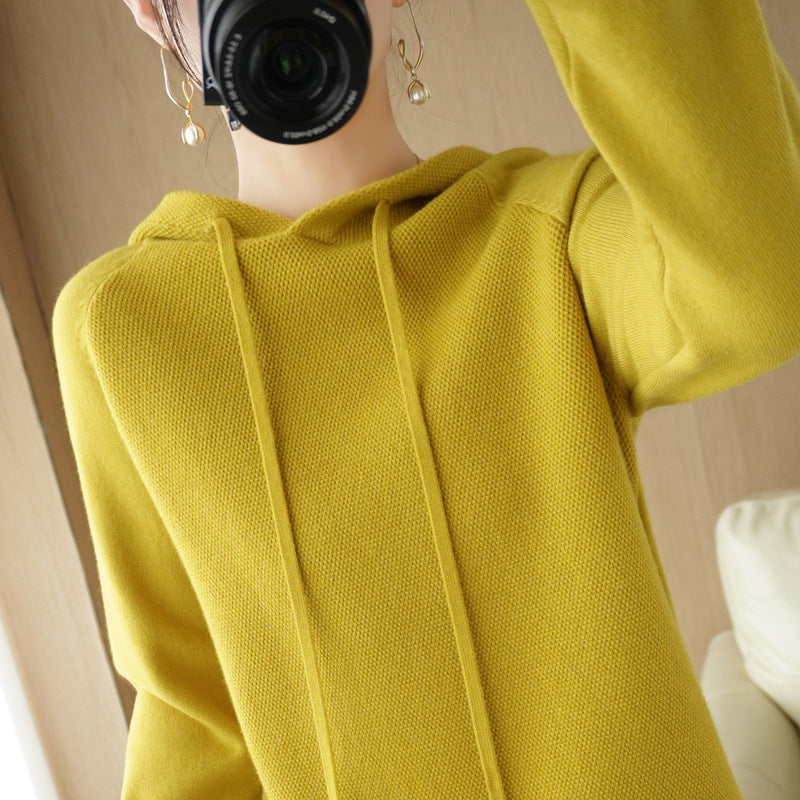 Pull épais en maille laine, sous-couche, manteau à capuche