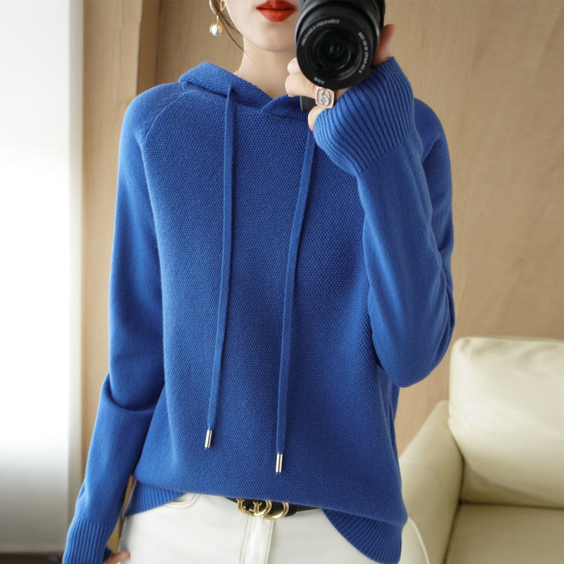 Pull épais en maille laine, sous-couche, manteau à capuche