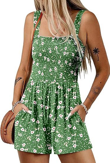 Combinaison short à imprimé floral, mode été sans manches, body de plage