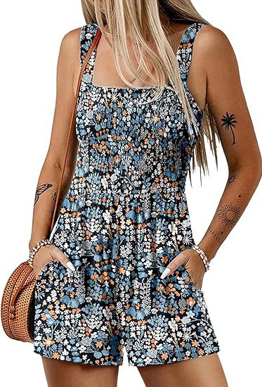 Combinaison short à imprimé floral, mode été sans manches, body de plage