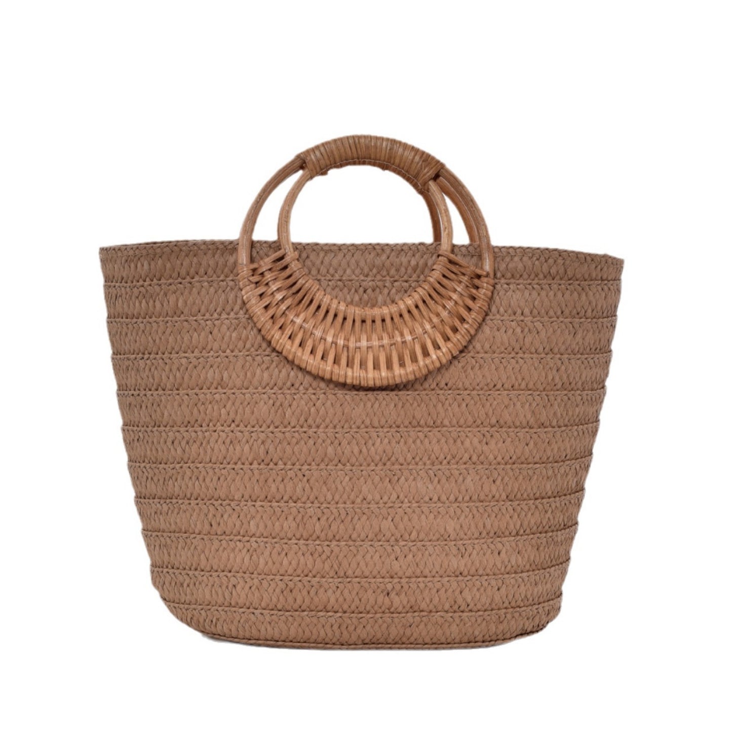 Élégance Bohème – Grand Sac Cabas Femme en Paille Tressée à Anses Rondes ✨