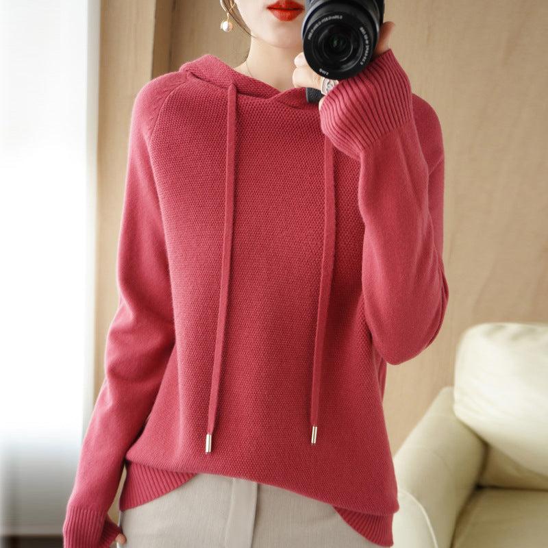 Pull épais en maille laine, sous-couche, manteau à capuche