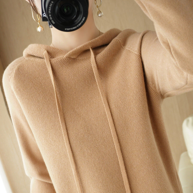 Pull épais en maille laine, sous-couche, manteau à capuche