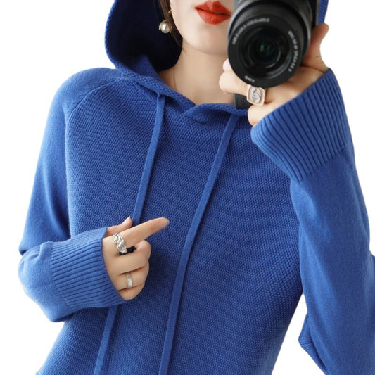Pull épais en maille laine, sous-couche, manteau à capuche