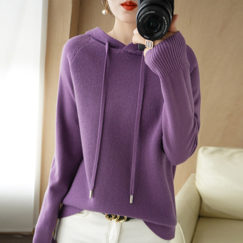 Pull épais en maille laine, sous-couche, manteau à capuche