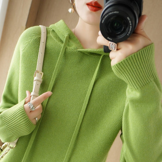 Pull épais en maille laine, sous-couche, manteau à capuche