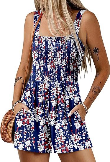Combinaison short à imprimé floral, mode été sans manches, body de plage