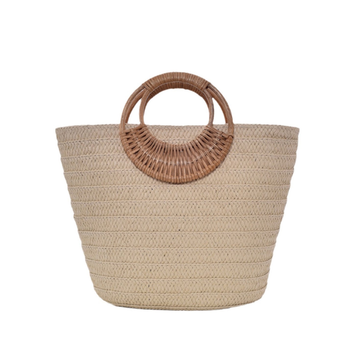 Élégance Bohème – Grand Sac Cabas Femme en Paille Tressée à Anses Rondes ✨