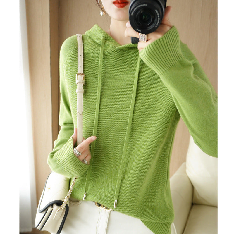 Pull épais en maille laine, sous-couche, manteau à capuche