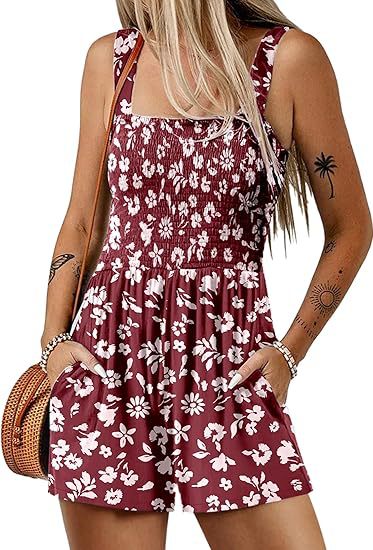 Combinaison short à imprimé floral, mode été sans manches, body de plage