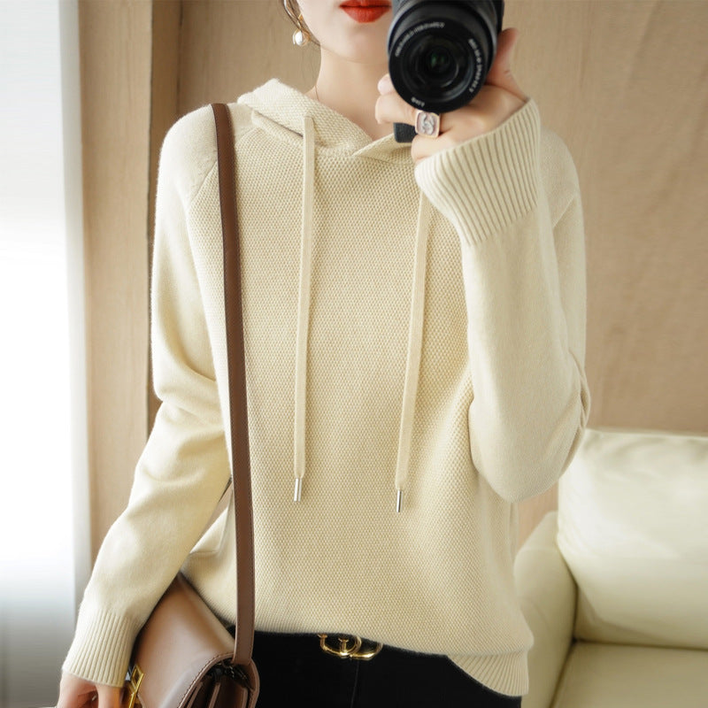 Pull épais en maille laine, sous-couche, manteau à capuche