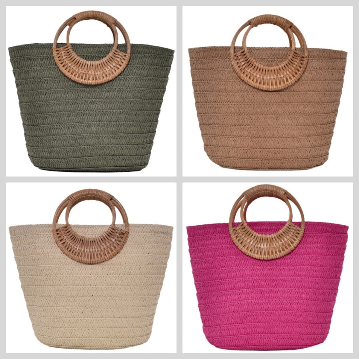 Élégance Bohème – Grand Sac Cabas Femme en Paille Tressée à Anses Rondes ✨