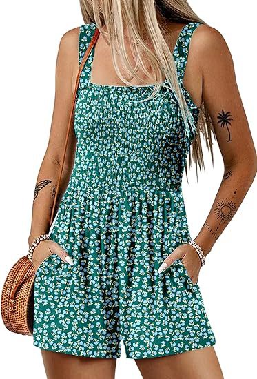 Combinaison short à imprimé floral, mode été sans manches, body de plage